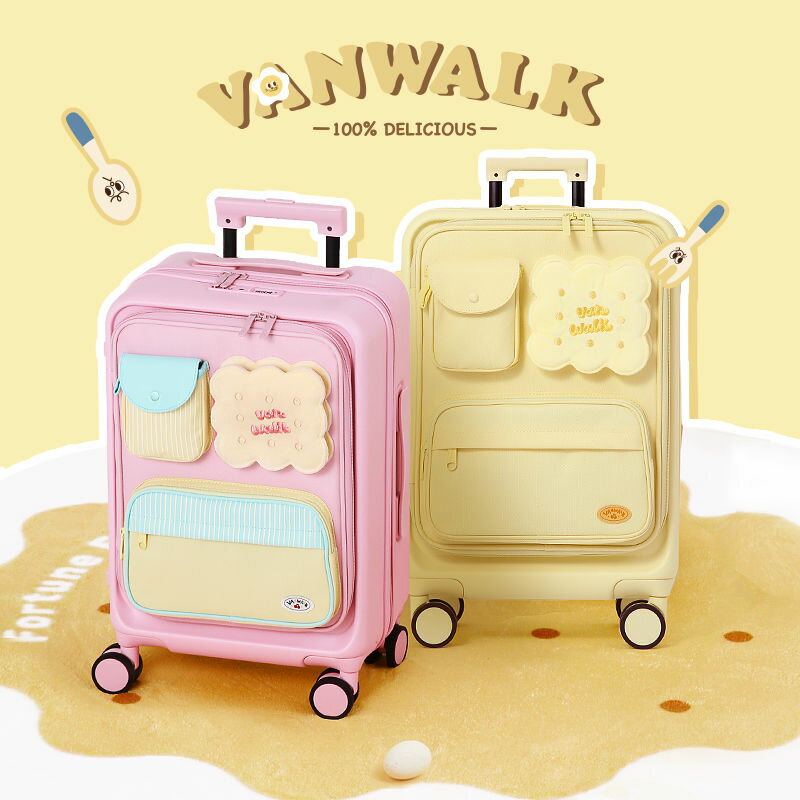 VANWALK 前置開口新款行李箱20寸密碼鎖旅行拉桿箱女萬向輪登機箱