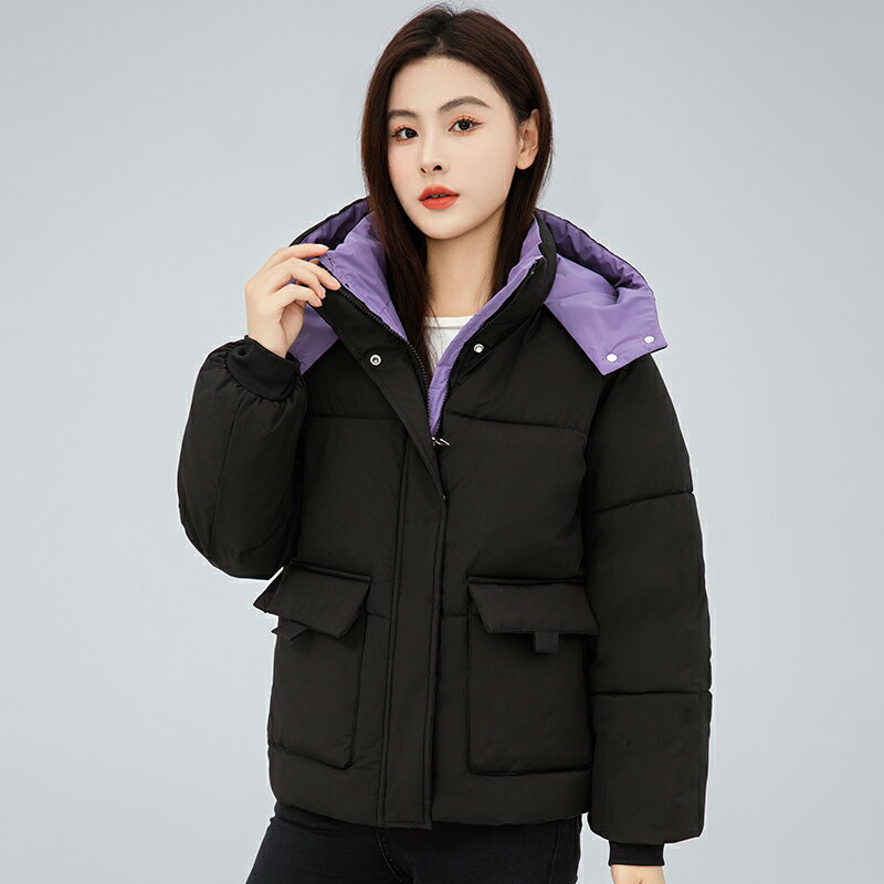 羽絨棉服女短款2025年冬季新韓版寬鬆加厚保暖棉衣連帽外套棉服潮