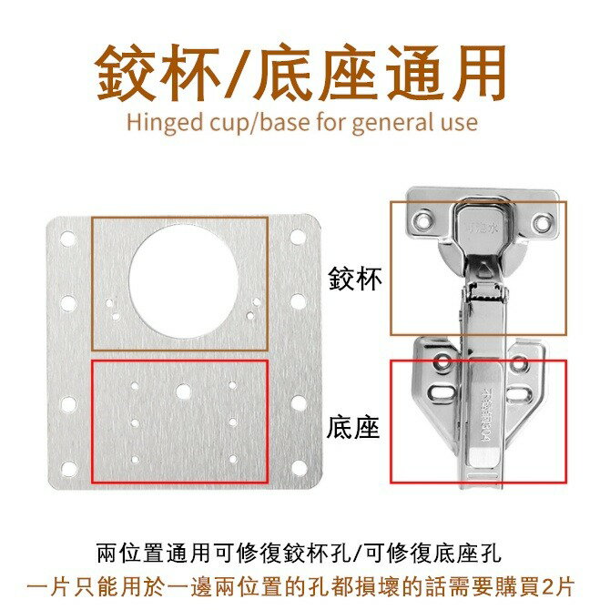 台灣現貨【鉸鍊修復片】不銹鋼 西德鉸鍊 鉸鏈安裝板 櫃門修復 合頁固定板 安裝片 鉸鏈孔修復神器 鉸鍊修復固定片 5