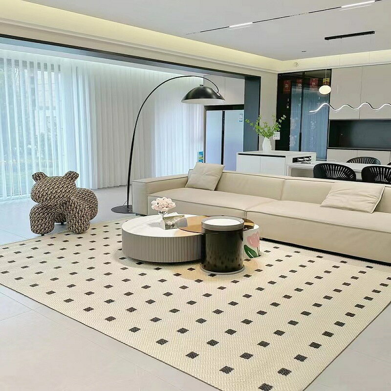 黑石公寓高脂羊毛法式輕奢地毯客廳時尚家用臥室耐臟米白色高級感
