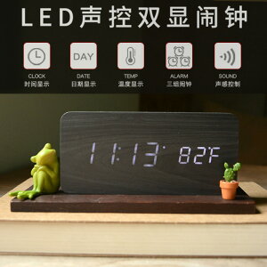 可愛小動物鬧鐘擺件LED靜音電子時鐘創意床頭客廳座鐘溫度雙顯usb