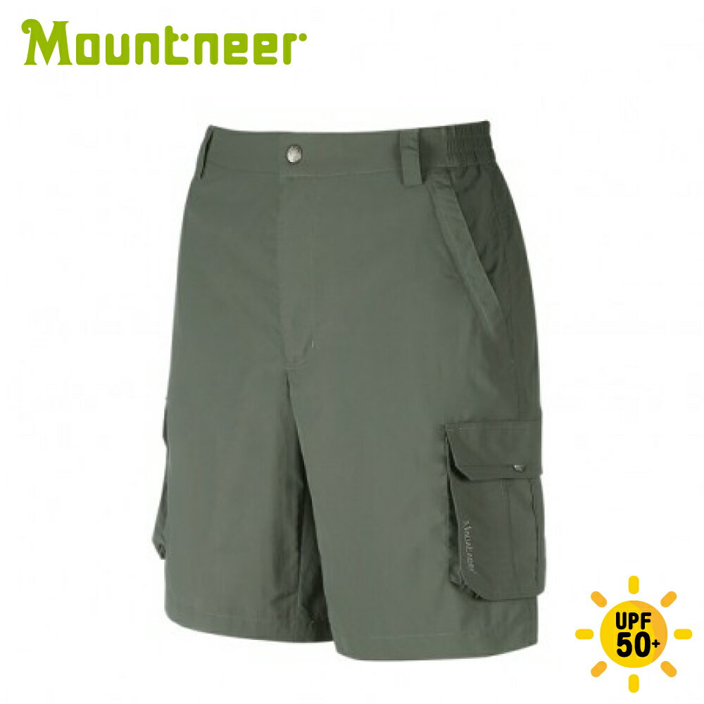 【Mountneer 山林 男 透氣抗UV休閒短褲《灰綠》】41S17/運動短褲/休閒短褲