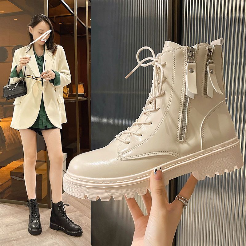 馬丁靴女短靴2022秋季新款法式小踝靴切爾西瘦瘦靴韓系厚底單靴子