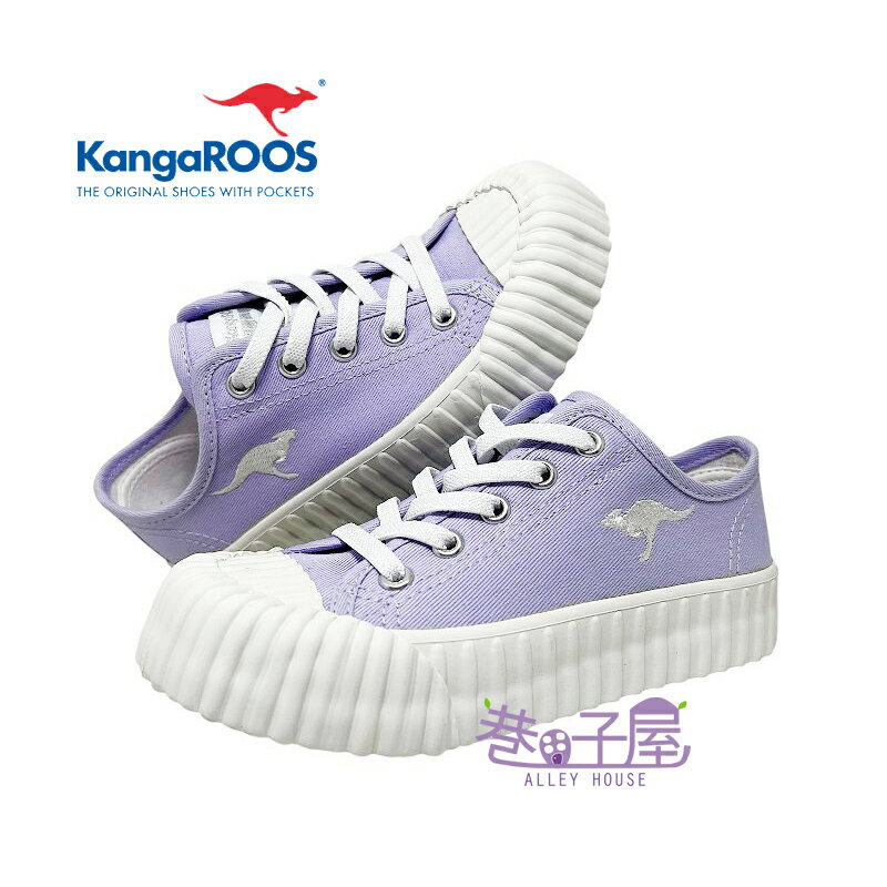 【出清福利品】KangaROOS美國袋鼠鞋 童鞋 鬆緊帶 防滑 餅乾鞋 帆布鞋 [KK11907] 紫 MIT臺灣製造【巷子屋】