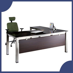 【屬過大商品，運費請先詢問】辦公家具 SKA-16080TG+SKA-9050TG 不銹鋼 強化茶色玻璃 主管桌 辦公桌 書桌 桌子