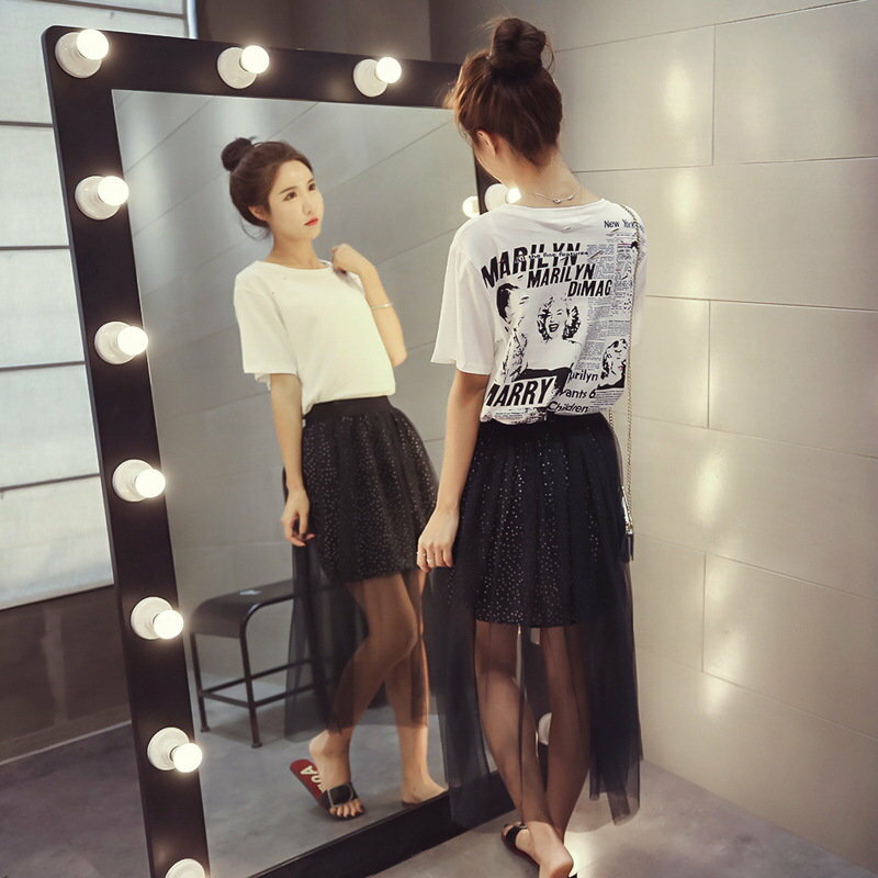 FINDSENSE G5 韓國時尚 夏季 學生 後背字母 破洞 T恤 圓領 短袖 上衣