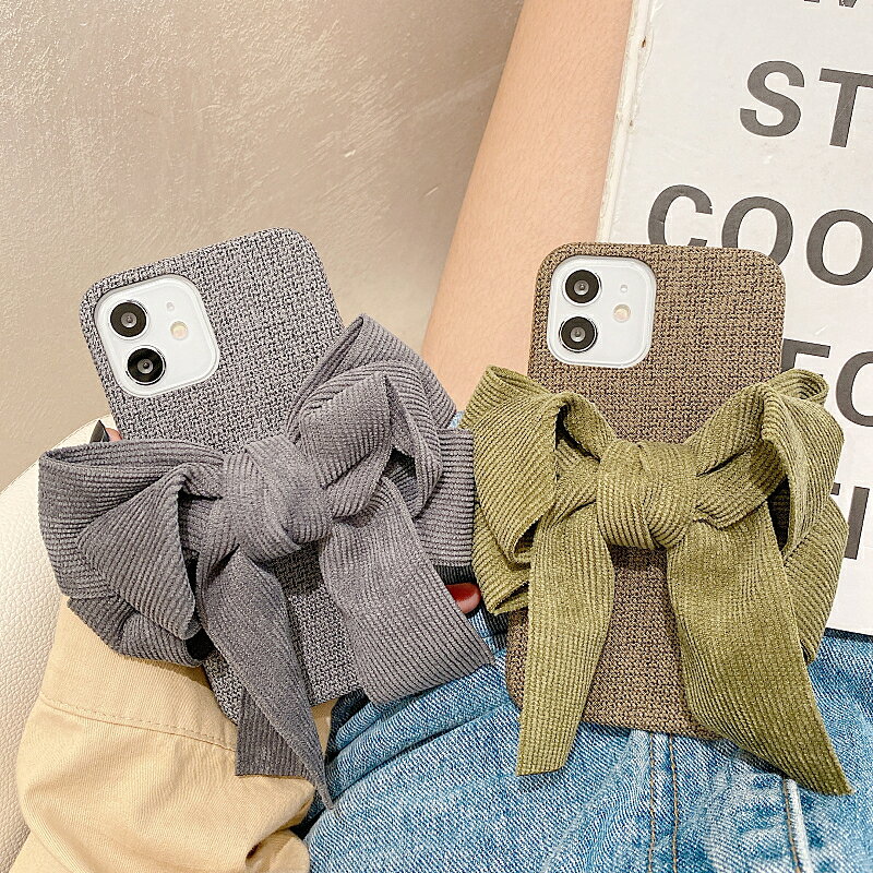 韓風ins布藝蝴蝶結適用iphone12pro max蘋果11手機殼iphonex秋冬xsmax個性xr日韓8plus女7半包防摔套