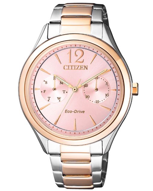 CITIZEN 星辰錶 FD4026-81X 經典優雅光動能時尚腕錶/玫瑰金+粉 36mm