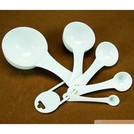 【量勺-塑膠-白色-5件/套-3套/組】白色塑膠量勺 塑膠 量匙 量更 量杯組合(100、50、15、5、1ml)5件/套，3套/組-8001001