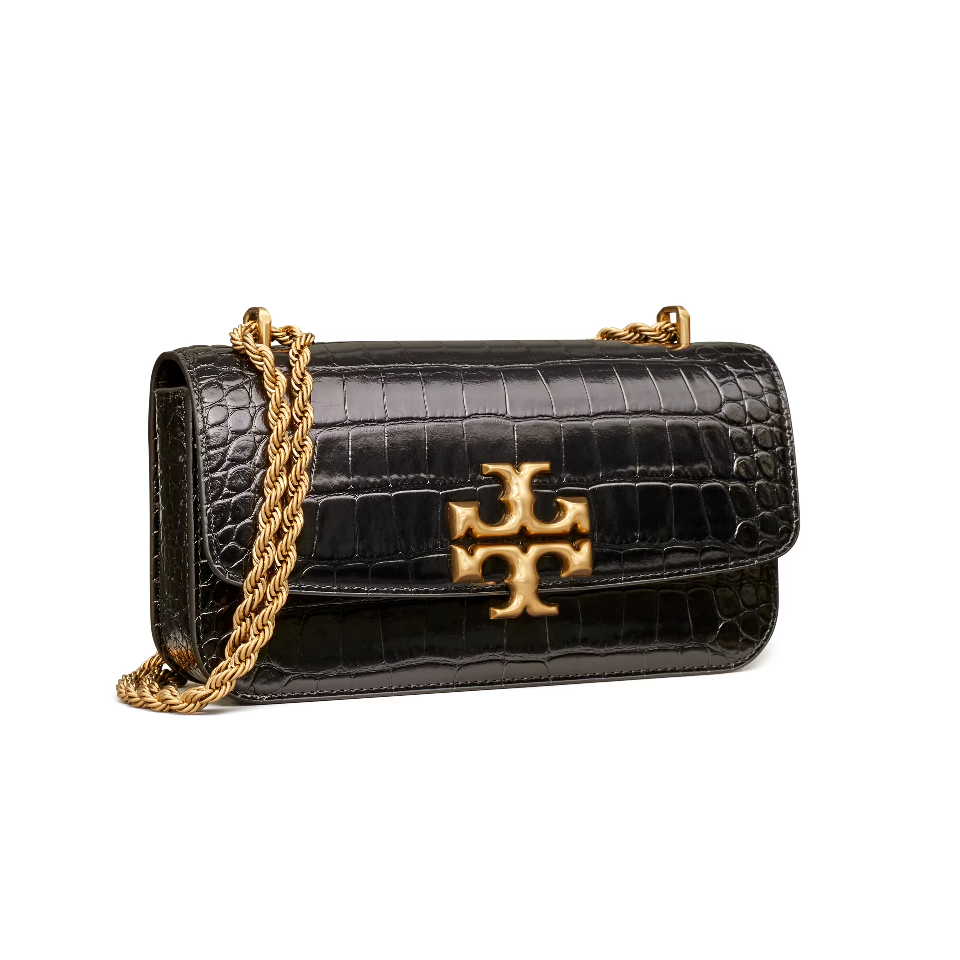 精選★TORY BURCH Eleanor 長方包 純色雙T標識鱷魚紋翻蓋 鏈條包手提包單肩包 152261(預購)【購物節★菲尼斯 國際精品3折起 春夏新品 換季下殺】