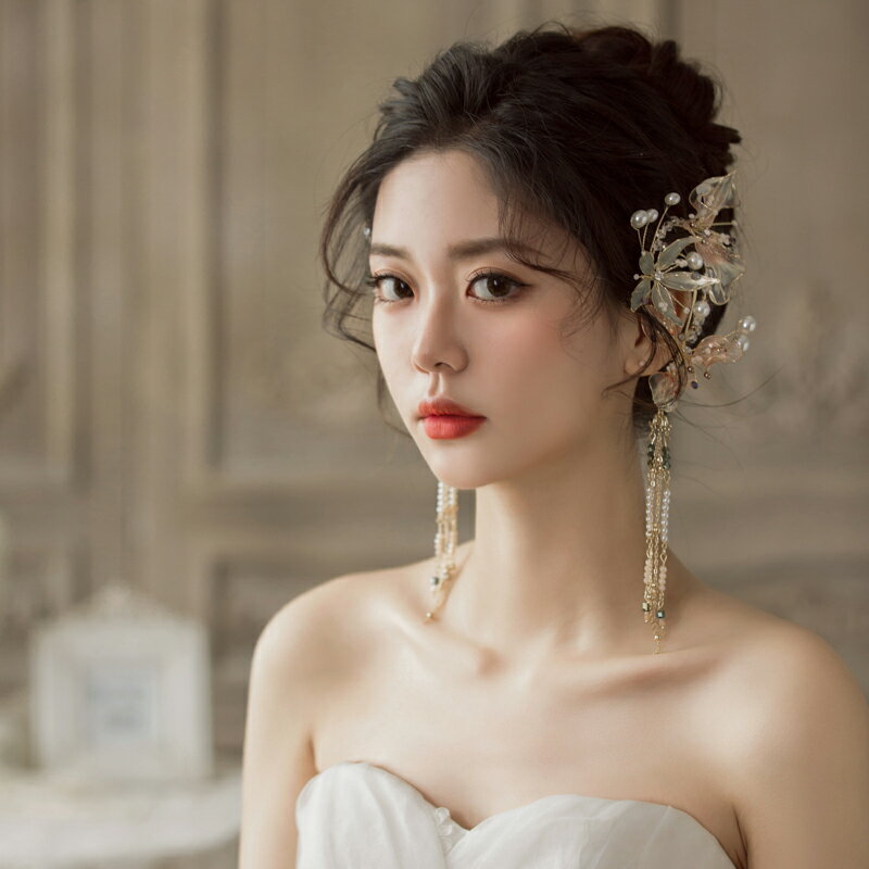 新娘韓式造液花耳掛唯美耳飾個性超仙百搭精致耳環結婚配飾品朵薇