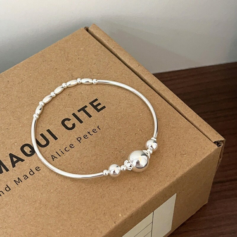 【巴黎精品】925純銀手環圓珠手鐲-小眾設計輕奢簡約女飾品a1bo83