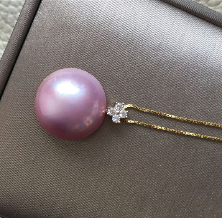 17-18mm馬貝珠吊墜18K金海水馬貝珍珠吊墜項鏈炫彩鏡面光天女無瑕 2