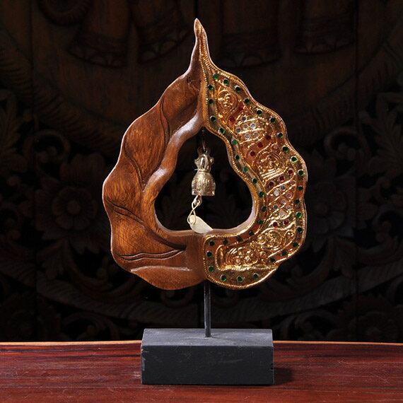 東南亞家居裝飾菩提桌面擺件泰國工藝品進口復古木雕玄關擺設1入
