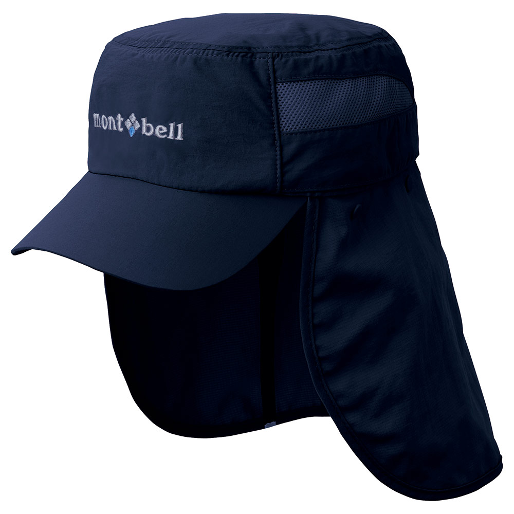 【【蘋果戶外】】mont-bell 1118285 BKNV 海軍藍 遮陽棒球帽 遮頸帽 Sahara Cap 遮陽罩可收納