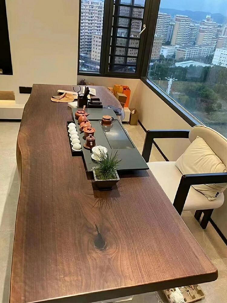 現貨：源頭工廠南美胡桃木實木大板北美黑胡桃茶桌書桌辦公桌純整板