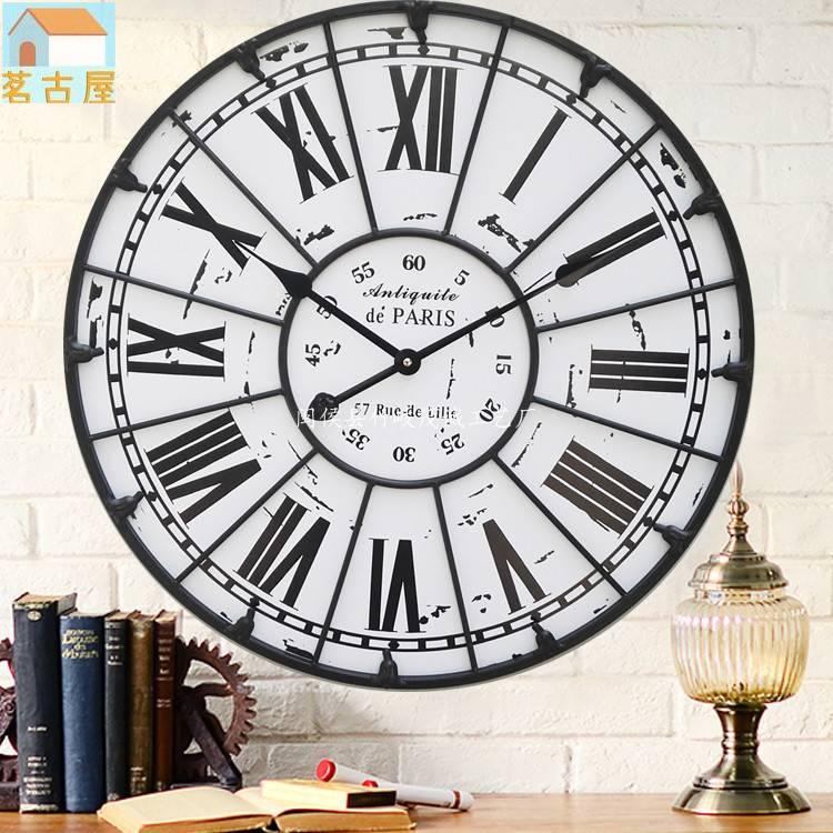 復古鐵藝掛鐘 客廳裝飾時鐘 靜音鐘錶 造型壁鐘