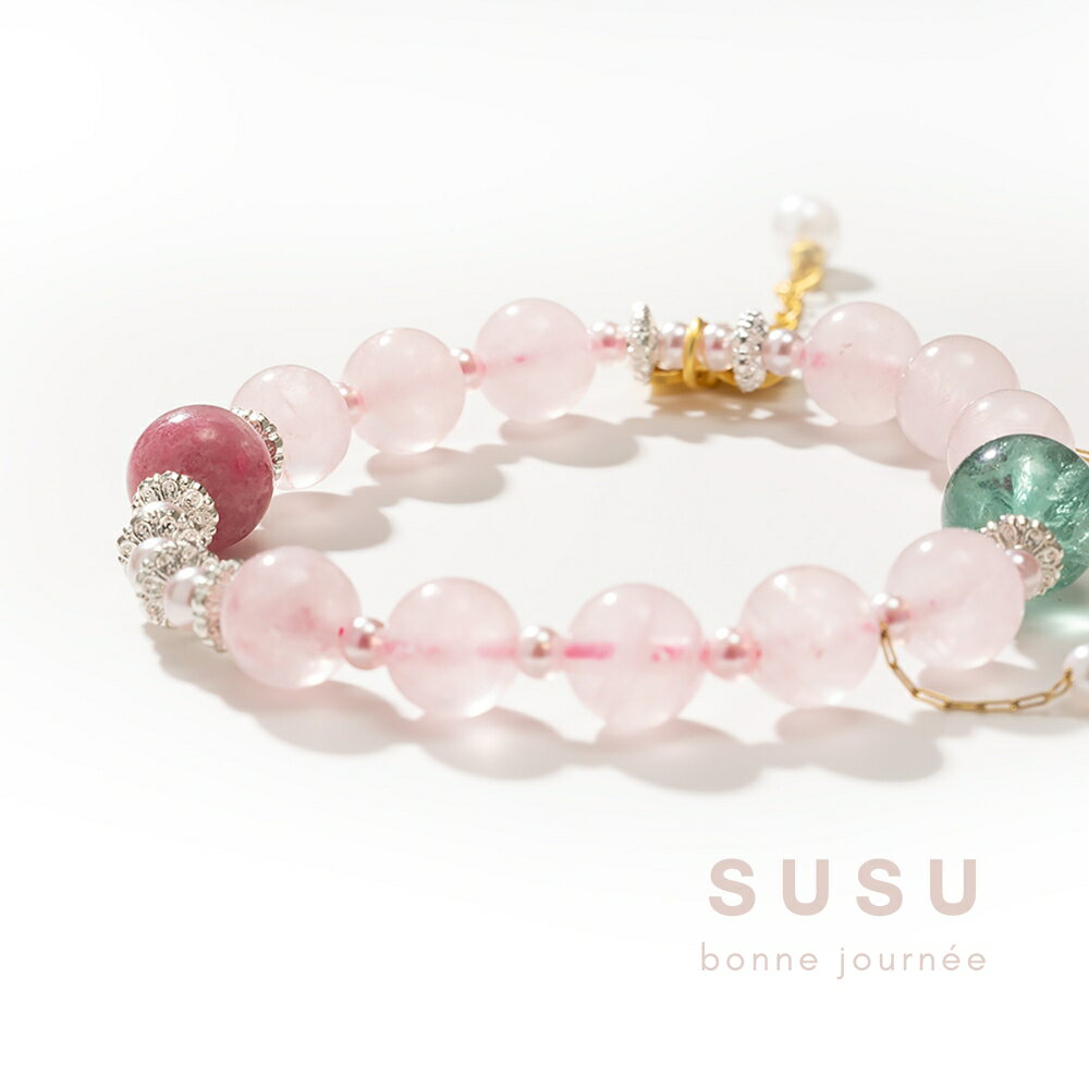 SU SU︱童話水晶手鍊❤️綠螢石 粉水晶 粉碧璽 事業運 招財 轉運 能量 防小人 送禮 推薦 3