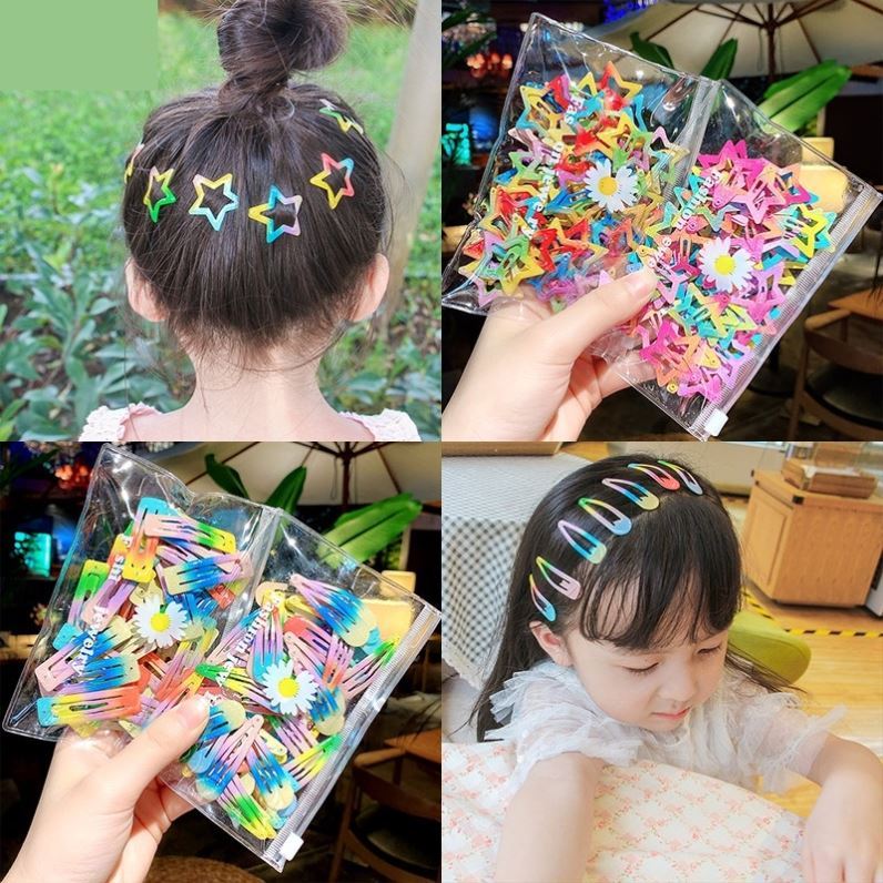 彩虹bb夾星星水滴發卡夾子韓國兒童女童寶寶公主側邊發夾發飾頭。