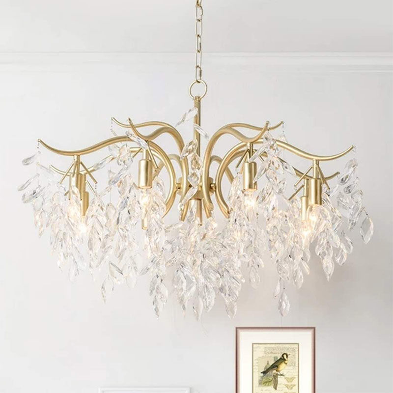 輕奢美式水晶吊燈現代簡約歐式法式客廳燈臥室創意藝術樹枝燈具飾