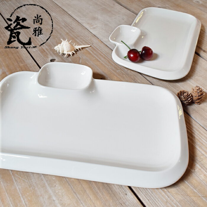餃子盤多用調料碟陶瓷碟點心盤飯盤創意西餐盤涼菜盤家用長方盤子1入