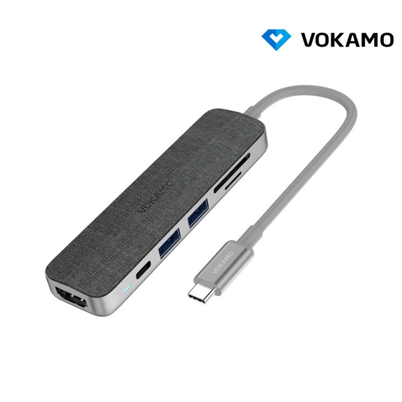 VOKAMO Type-C 鋅合金6埠擴展集線器(PD+2*USB+HDMI+TF/SD) 擴展塢【愛瘋潮】