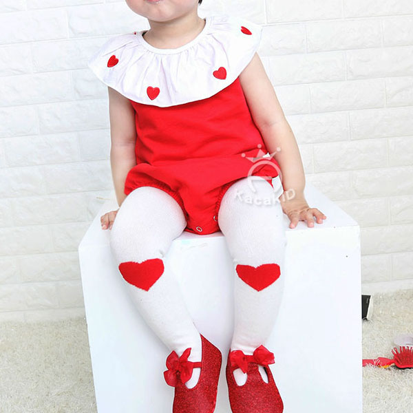 ins 愛心 褲襪 襪子 內搭褲 洋裝 可愛 小禮服 包屁衣 針織 歐美 過年 新年 聖誕節 萬聖節 紅 粉 童 ANNA S. 6