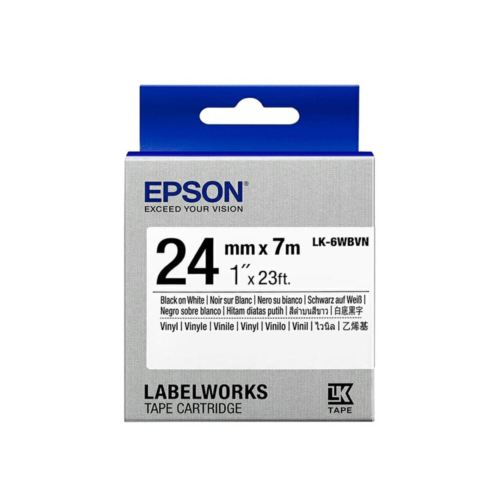 EPSON 耐久型系列 LK-6WBVN 白底黑字 24mm 標籤帶 S656417 適用 LW-600P/LW-K600/LW-700/LW-Z900