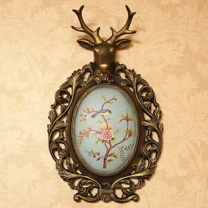 美式鄉村掛件鹿頭小鳥樹脂壁掛 歐式復古創意客廳墻壁家居裝飾品