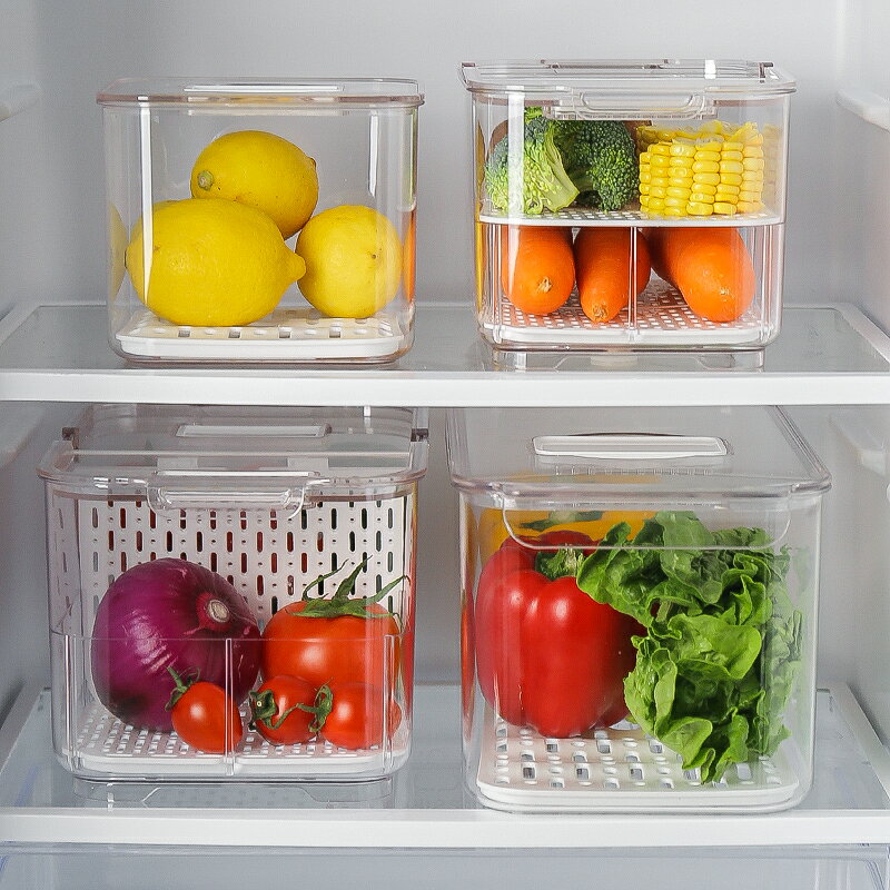 川島屋冰箱收納盒廚房蔬菜水果瀝水保鮮盒冰箱專用整理神器儲物盒