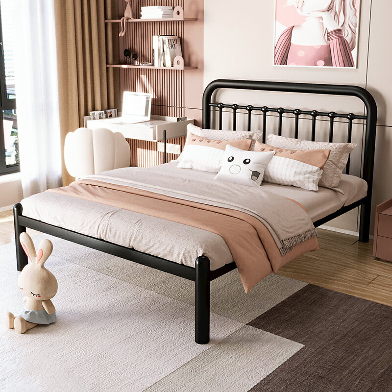 304不銹鋼床加厚1.5米雙人床現代簡約主臥公寓輕奢軟包皮藝床鐵床