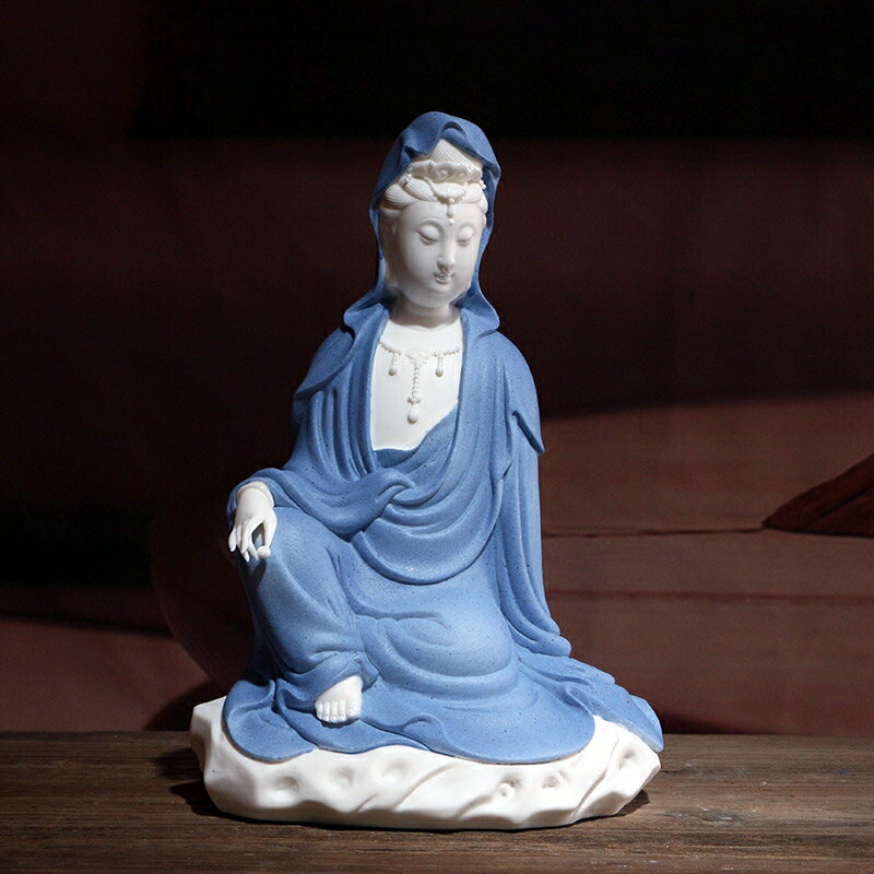 客廳桌面裝飾陶瓷觀音供奉擺件 鎮宅菩薩家用風水坐姿佛像