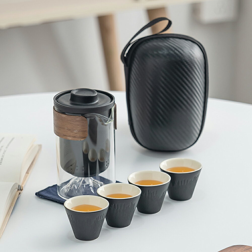 日式旅行茶具套裝(一壼四杯)SIN8140 泡茶茶具 茶具套裝 攜帶茶具