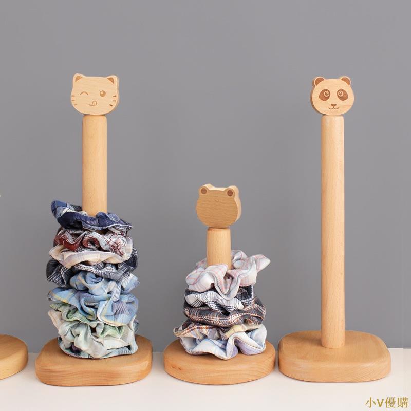 小V優購日式櫸木大腸圈收納展示架創意首飾收納架子發圈頭繩大容量置物架