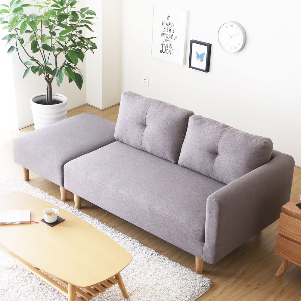 【H&D東稻家居】賽斯托日系簡約雙人+凳L型布沙發/4色/日本家居