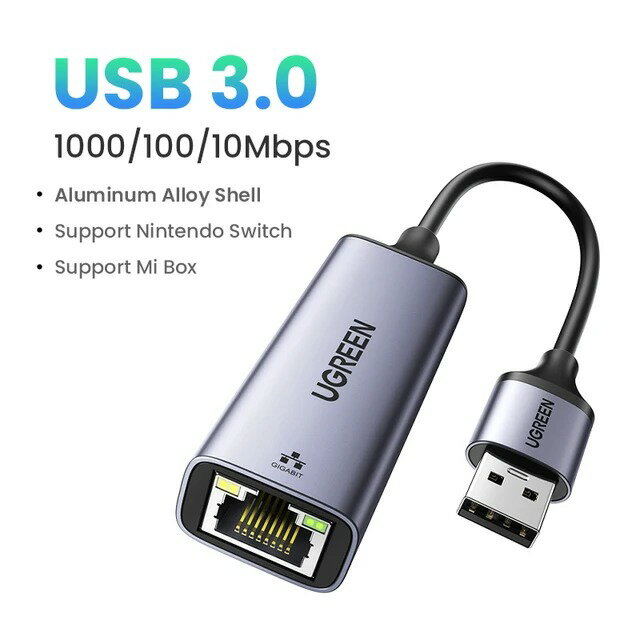 【日本代購】UGREEN USB 乙太網路轉接器 USB3.0 1000Mbps USB RJ45 網路卡適用於筆記型電腦小米 Mi Box S 任天堂 Switch PC 網路 USB Lan