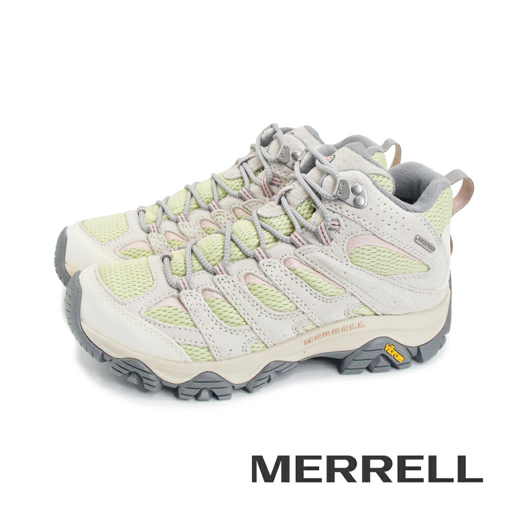 MERRELL(女)MOAB 3 MID WP防潑水中筒登山戶外健行鞋 女鞋-草綠色