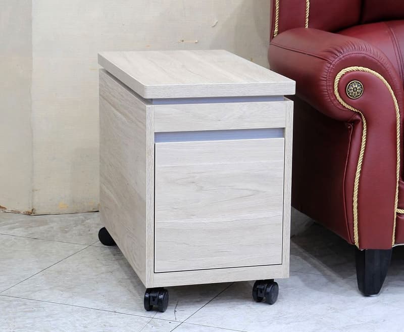 【歐風別館】亞培淺梧桐色可升降桌邊几【小茶几~USB~隙縫櫃~床頭櫃~基隆至台中免運費】