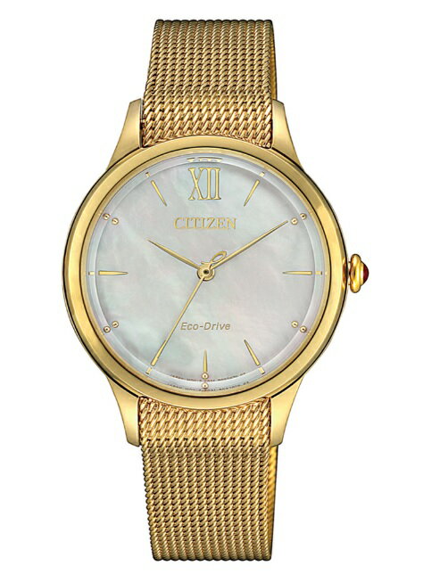 CITIZEN 星辰錶 EM0812-89D 全金/光動能女錶 / 白蝶貝面板 32.5mm｜樂天領券折300★全館特惠中★指定刷卡回饋10%