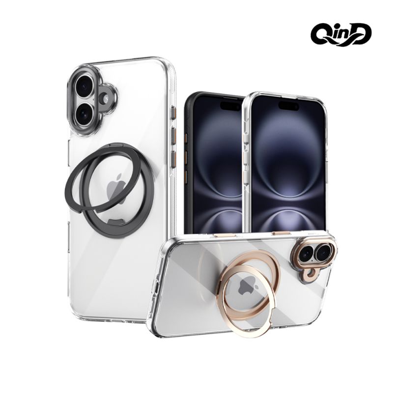 QinD Apple 蘋果 iPhone 16 Plus 旋轉磁吸支點殼(含相機鍵) 相機鍵全包覆 AI鍵全包覆 手機殼 保護殼 保護套 雙料殼 磁吸殼 支援 MagSafe