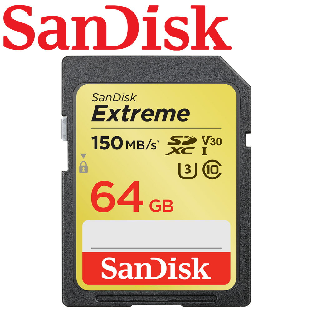 【公司貨】SanDisk 64GB 150MB/s Extreme SD SDXC UHS-I U3 V30