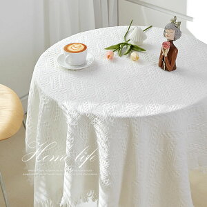 白色高級歐式棉麻桌布日式ins茶幾大圓桌臺布床頭柜書桌方桌蓋布