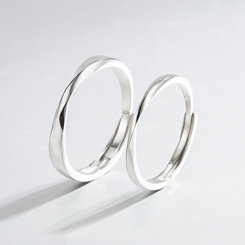 男生戒指 情侶對戒 鈦鋼戒指 情侶戒指純銀一對女活口對戒男生小眾設計簡約素圈『JJ0083』