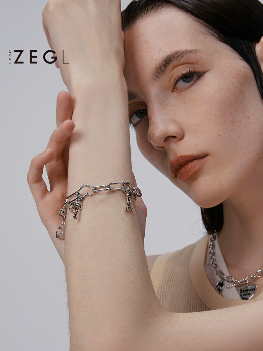 ZENGLIU設計師拼件925純銀字母吊墜手鏈DIY串珠時尚情侶配件飾品