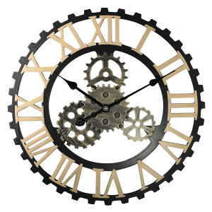 美式木制鐘復古齒輪掛鐘工業風wall clock餐廳裝飾創意壁鐘ins風