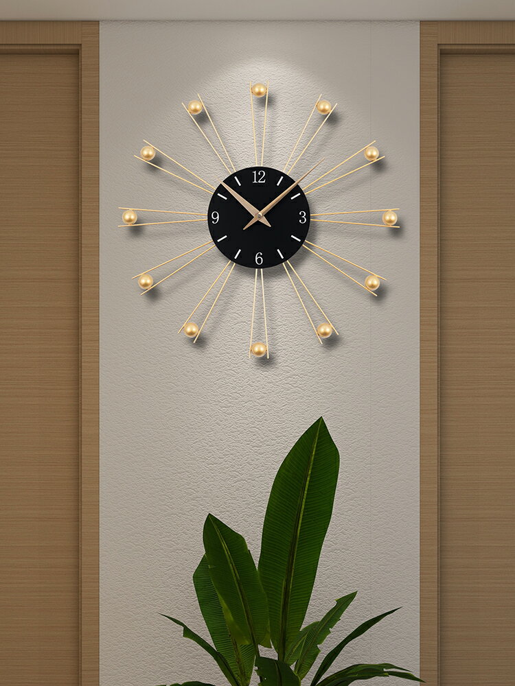 輕奢風掛鐘 掛鐘客廳家用簡約現代創意時鐘掛墻餐廳鐘免打孔大氣時尚輕奢鐘表