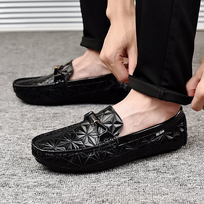 FINDSENSE品牌 四季款 新款 日本 男 高品質 個性 立體鱷魚紋 商務 舒適 真皮 小皮鞋 豆豆鞋 潮流鞋子