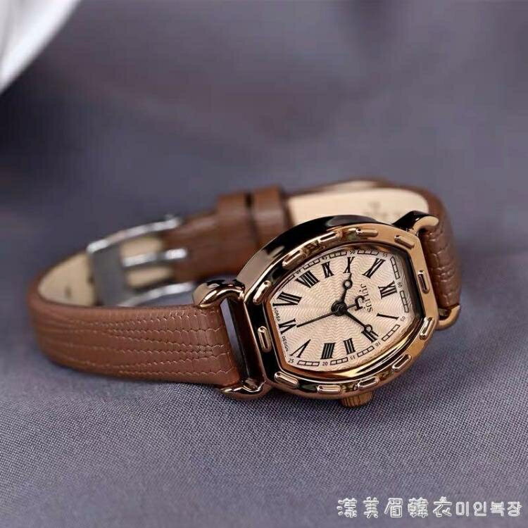 韓國品牌聚利時手錶女潮流時尚小巧酒桶形學生女士腕錶細帶女錶 全館免運