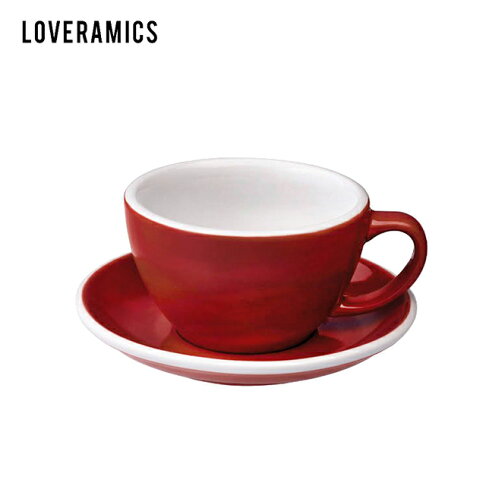 【LOVERAMICS 愛陶樂 】Egg 拿鐵咖啡杯盤組 300ml Red 紅色 0
