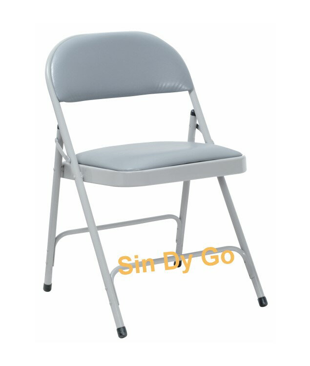 【鑫蘭家具】ㄇ型乳膠灰色皮面折合椅H74cm 洽談椅 上課椅 收納椅